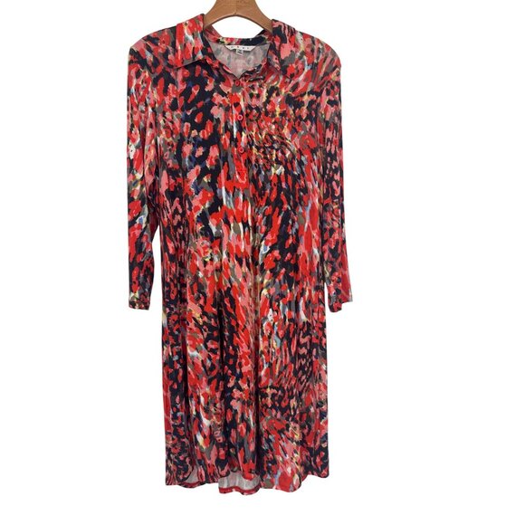 CAbi Watercolor knit Jersey Shirt Dress women's size medium long sleeve new - Picture 2 of 6